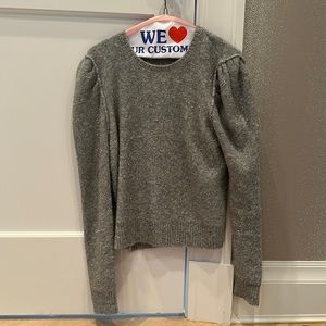 Grey sparkle puff sleeve sweater